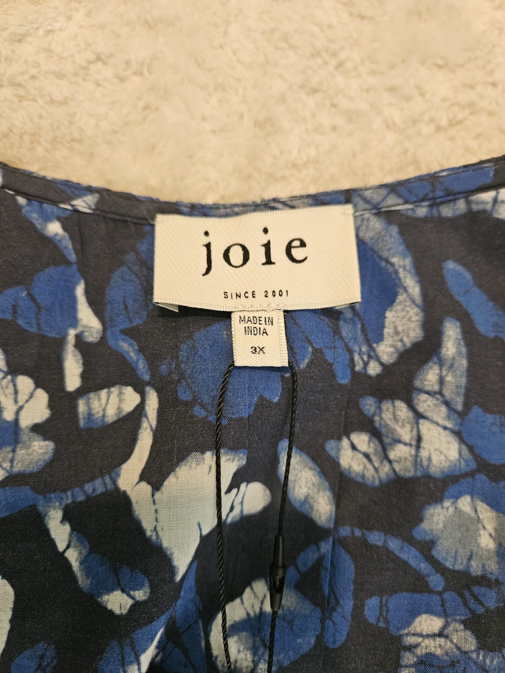 NWT Joie Floral Blue Blouse Plus Size 3X Business Casual Feminine Summer Work - Picture 5 of 9